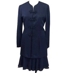 R & M Richards Black Dress Frog Closures Karen Wong Special Occasion Dress Sz 8